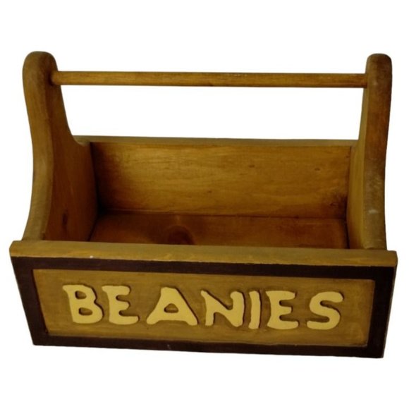 Vintage Beanies Handmade Wooden Toolbox Storage with Handle 13 x 8 in - Picture 2 of 8